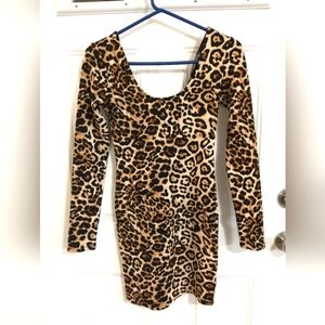 Forever 21 Leopard Print Long Sleeve Mini Dress. Size Small